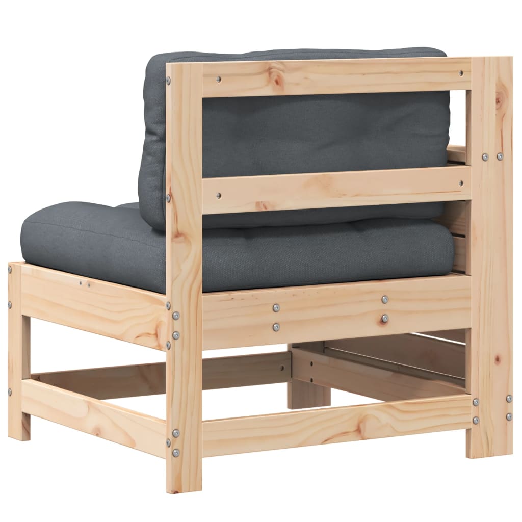 Garden sofa with armrest and cushions solid pine