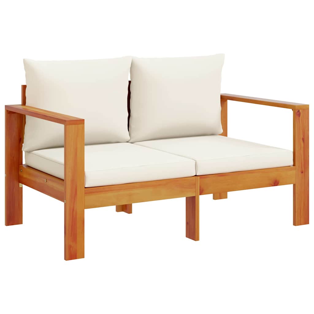 Garden sofa with cushions 2-seater solid wood acacia