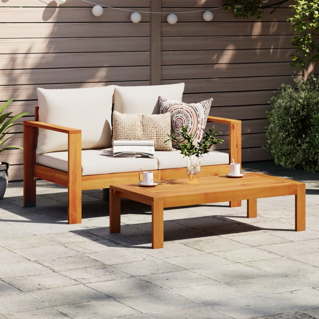Garden sofa with cushions 2-seater solid wood acacia
