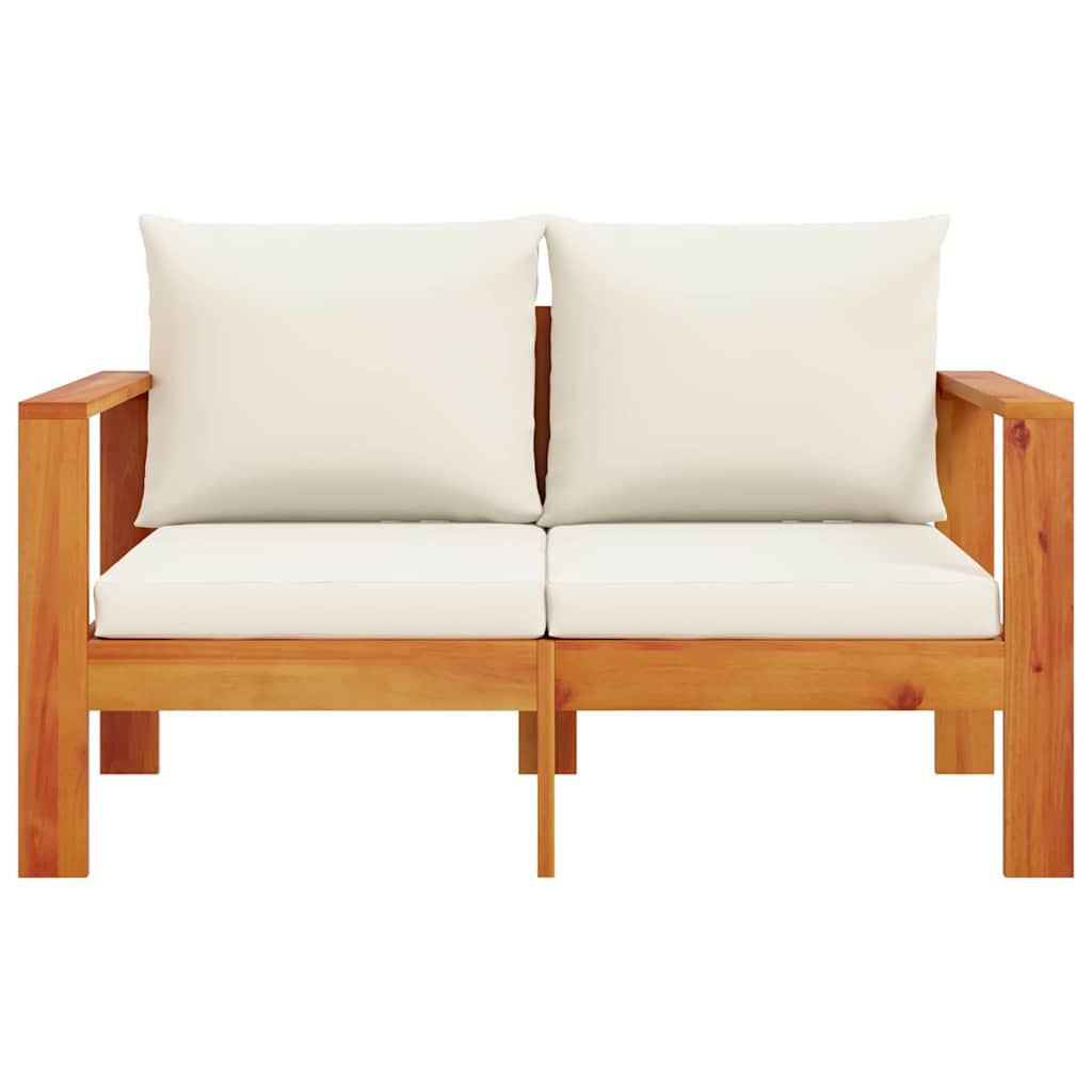 Garden sofa with cushions 2-seater solid wood acacia