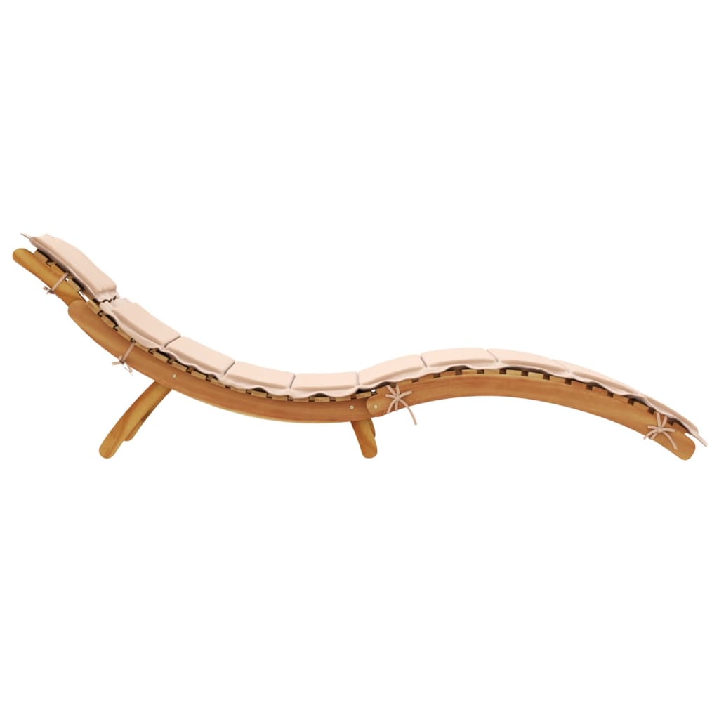 Bain de soleil avec coussin en bois d'acacia massif beige