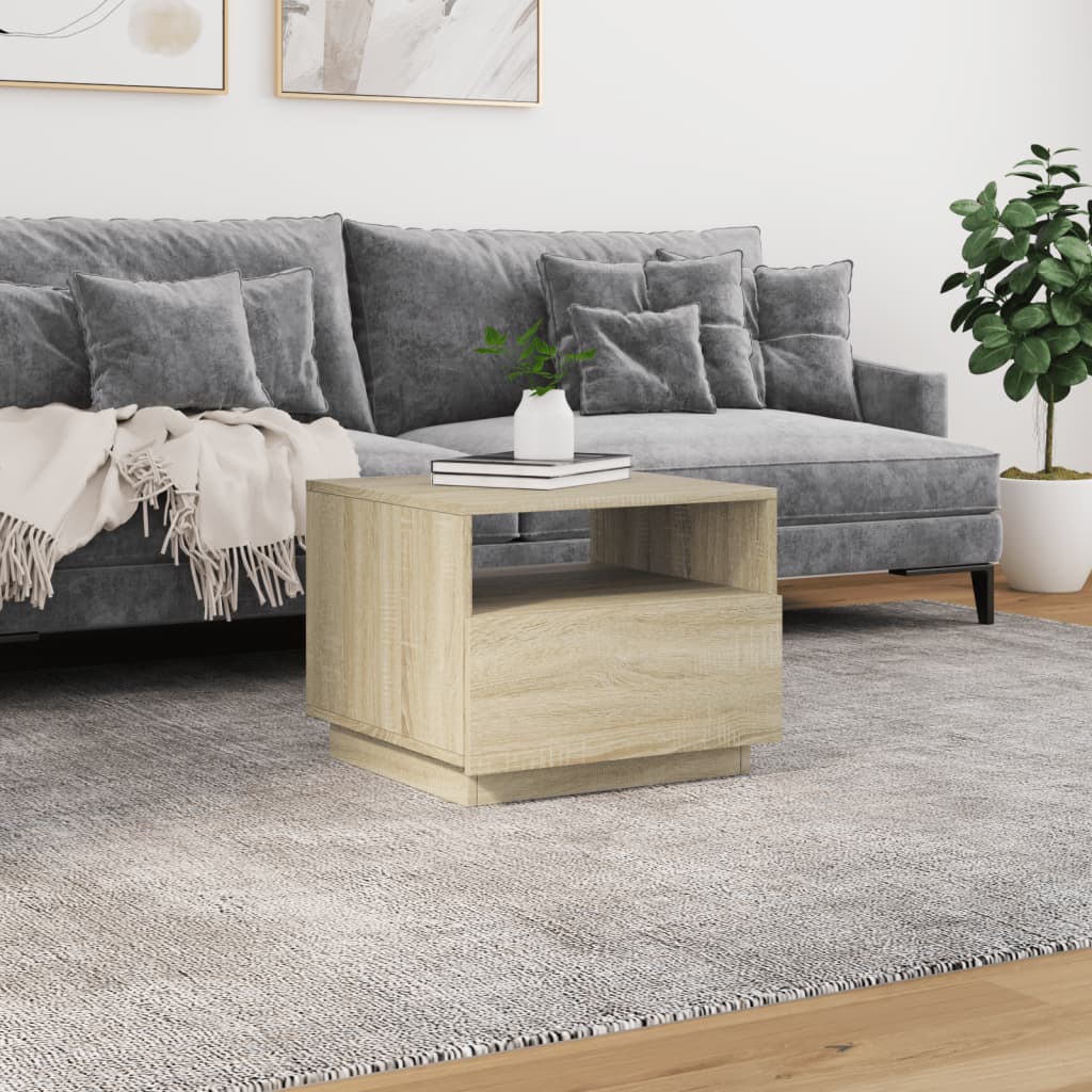 Table basse avec lumières LED Chêne Sonoma 50x49x40 cm