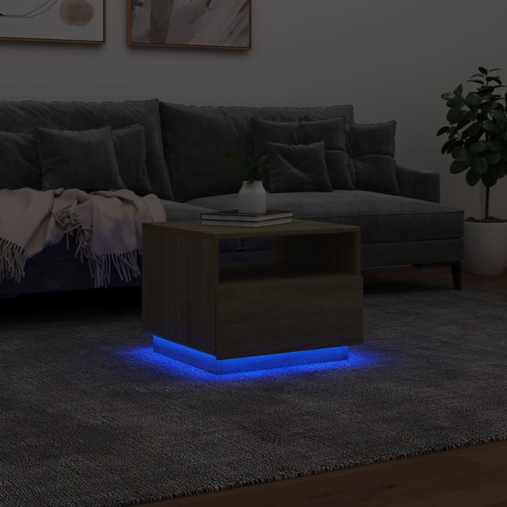 Table basse avec lumières LED Chêne Sonoma 50x49x40 cm