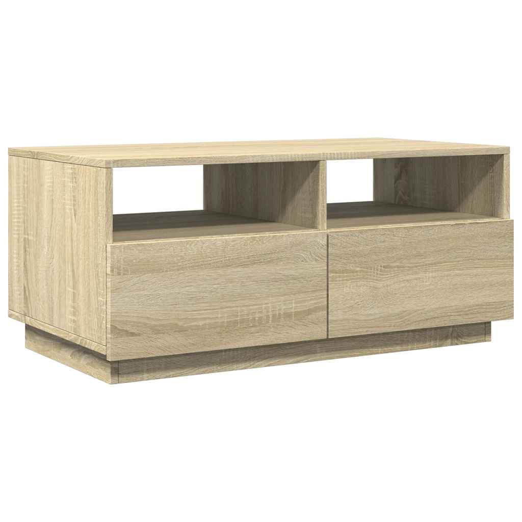 Table basse avec lumières LED Chêne Sonoma 90x49x40 cm