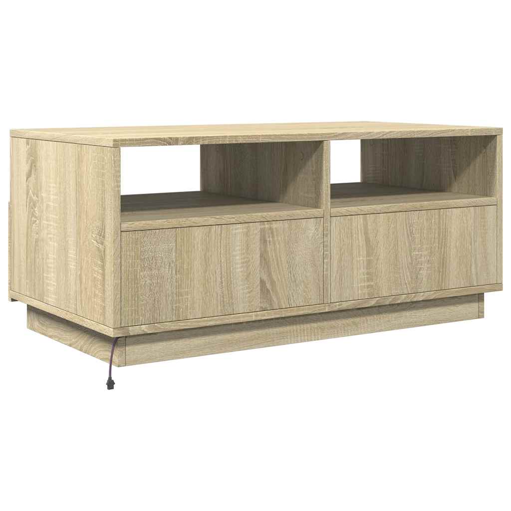 Table basse avec lumières LED Chêne Sonoma 90x49x40 cm