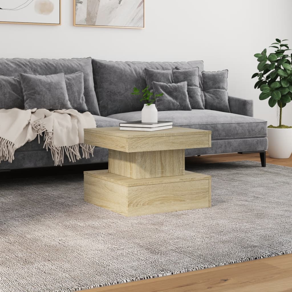 Table basse avec lumières LED Chêne Sonoma 50x50x40 cm