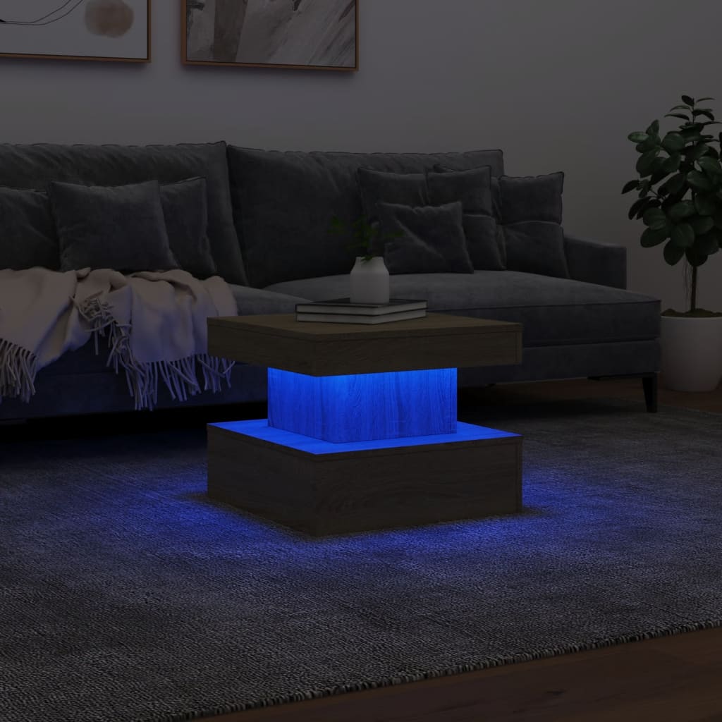 Table basse avec lumières LED Chêne Sonoma 50x50x40 cm