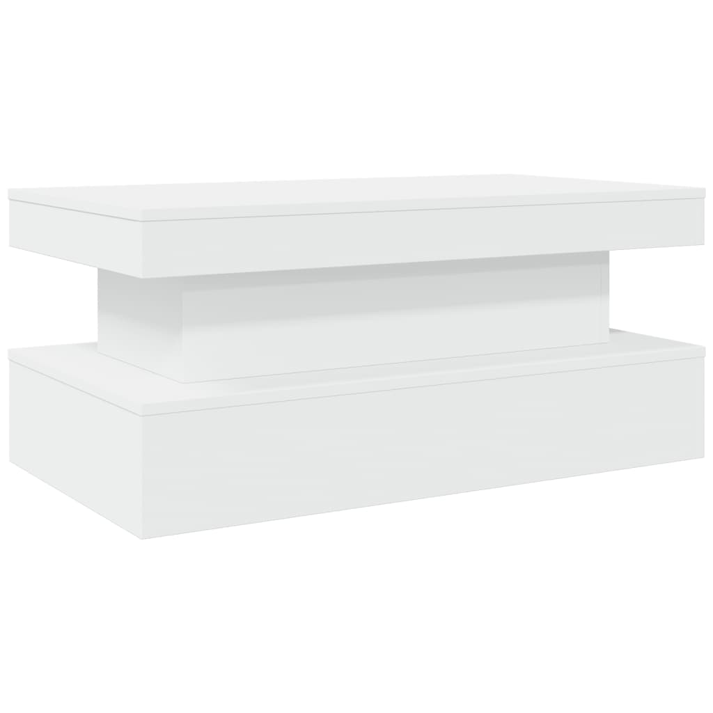Coffee table with LED lights White 90x50x40 cm