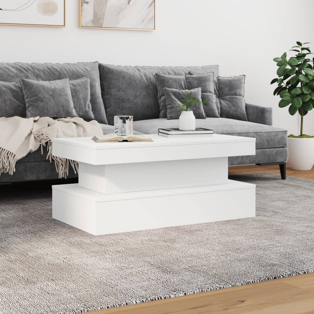 Coffee table with LED lights White 90x50x40 cm