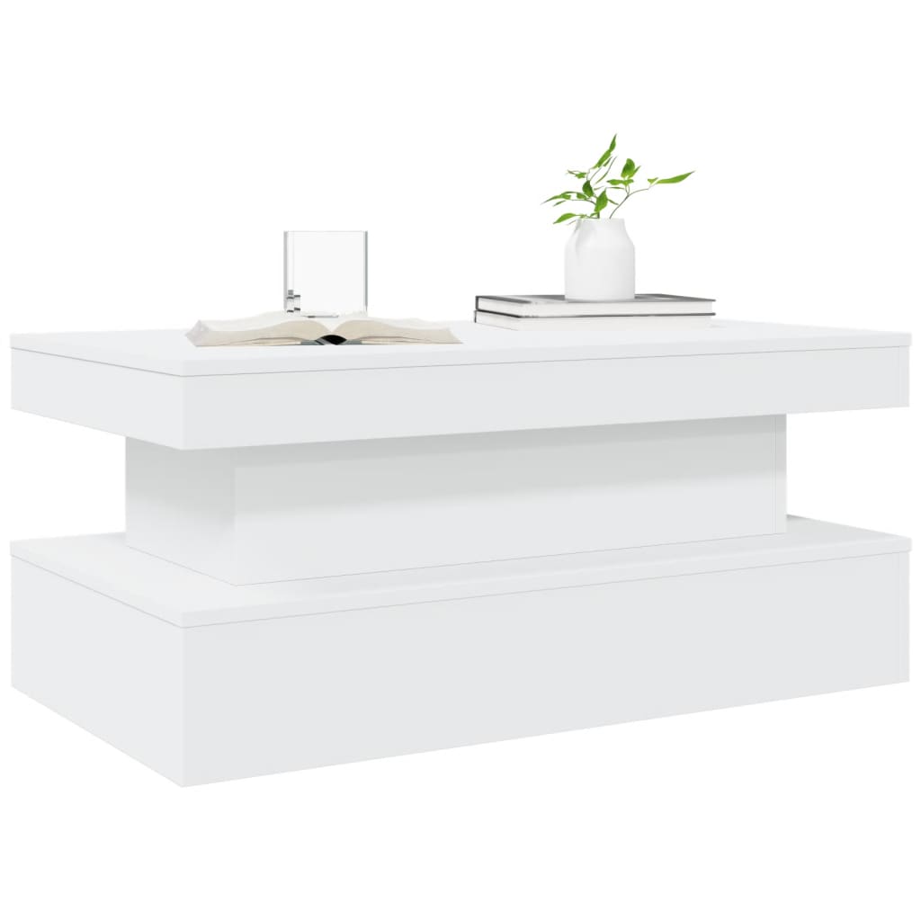 Coffee table with LED lights White 90x50x40 cm