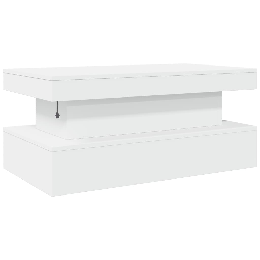 Coffee table with LED lights White 90x50x40 cm