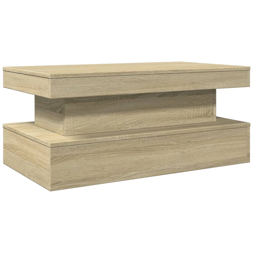 Table basse avec lumières LED Chêne Sonoma 90x50x40 cm