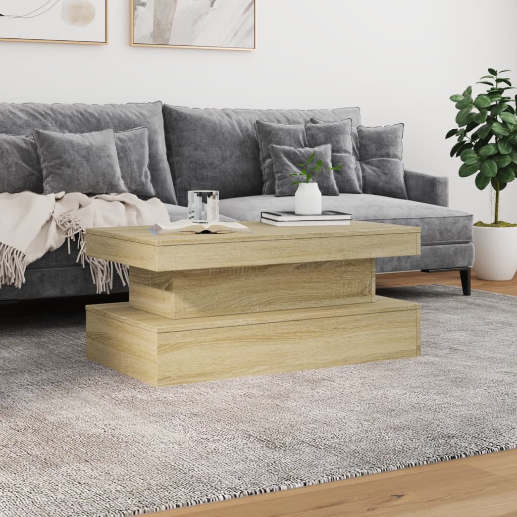 Table basse avec lumières LED Chêne Sonoma 90x50x40 cm