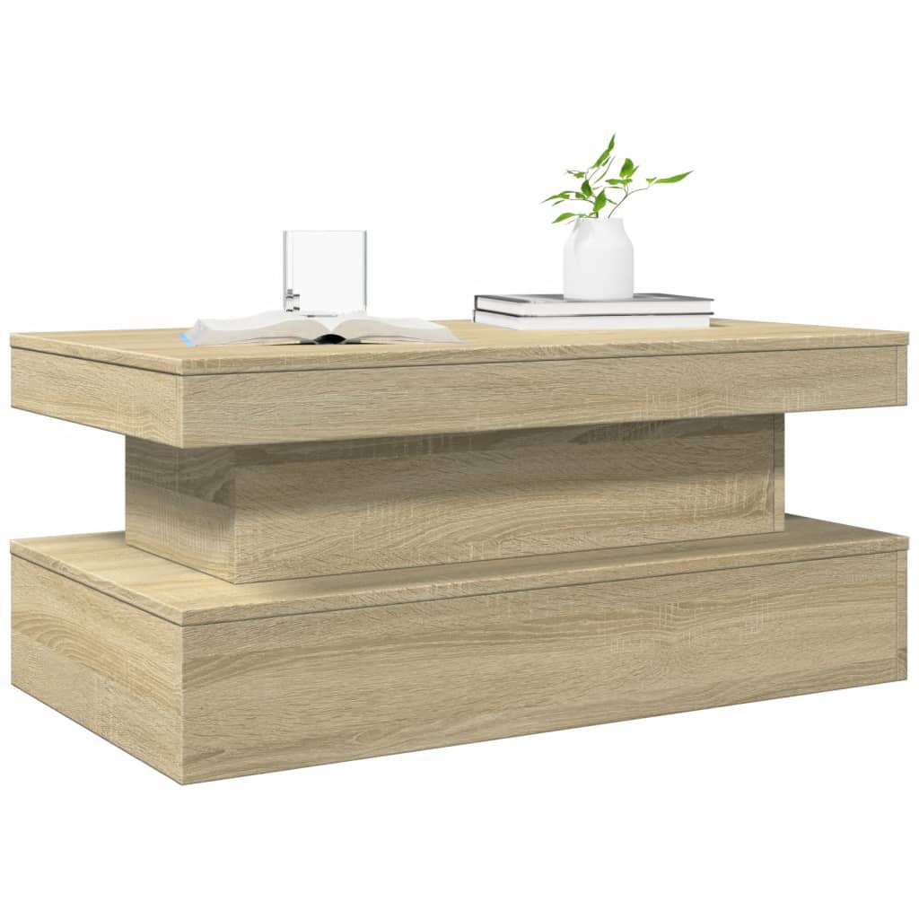 Table basse avec lumières LED Chêne Sonoma 90x50x40 cm
