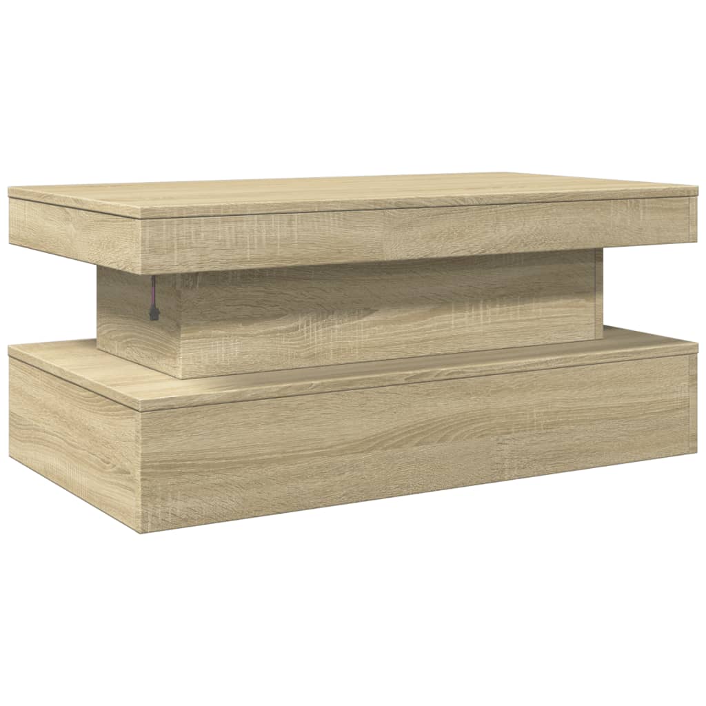 Table basse avec lumières LED Chêne Sonoma 90x50x40 cm