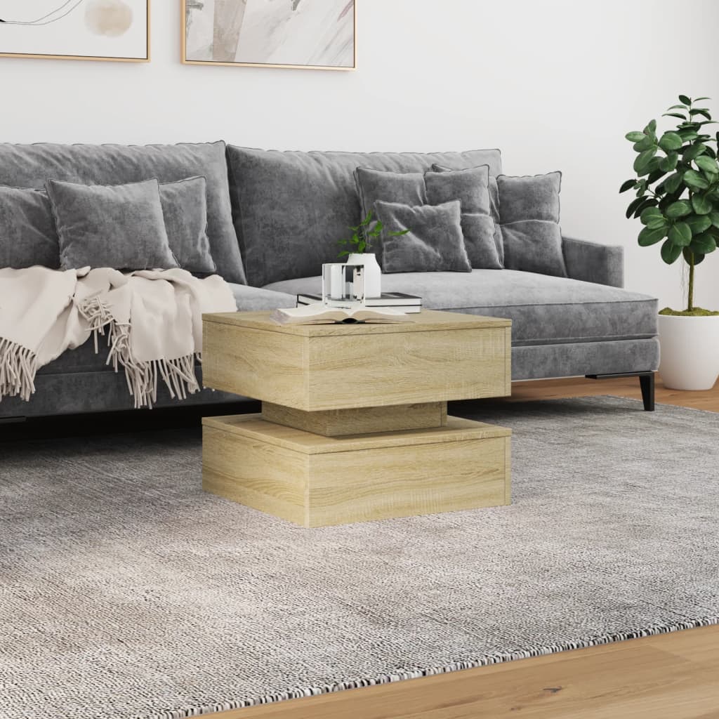 Table basse avec lumières LED Chêne Sonoma 50x50x40 cm