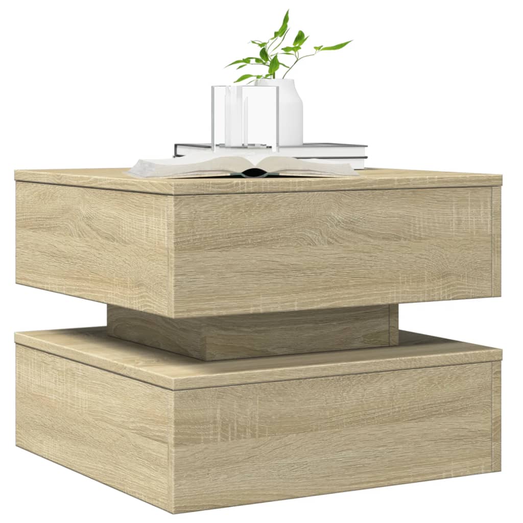Table basse avec lumières LED Chêne Sonoma 50x50x40 cm