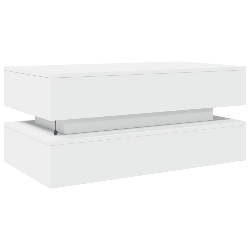 Coffee table with LED lights White 90x50x40 cm