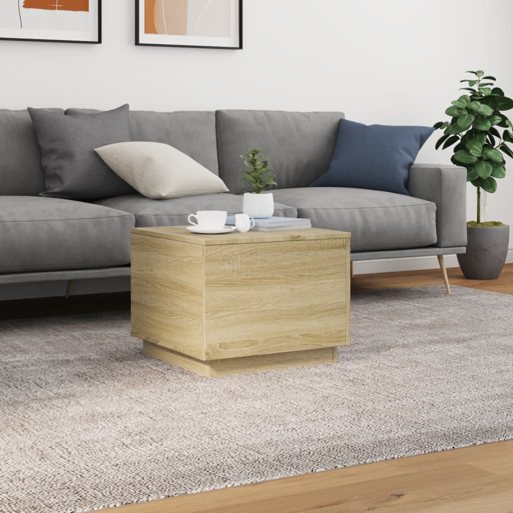 Table basse avec lumières LED Chêne Sonoma 50x50x40 cm