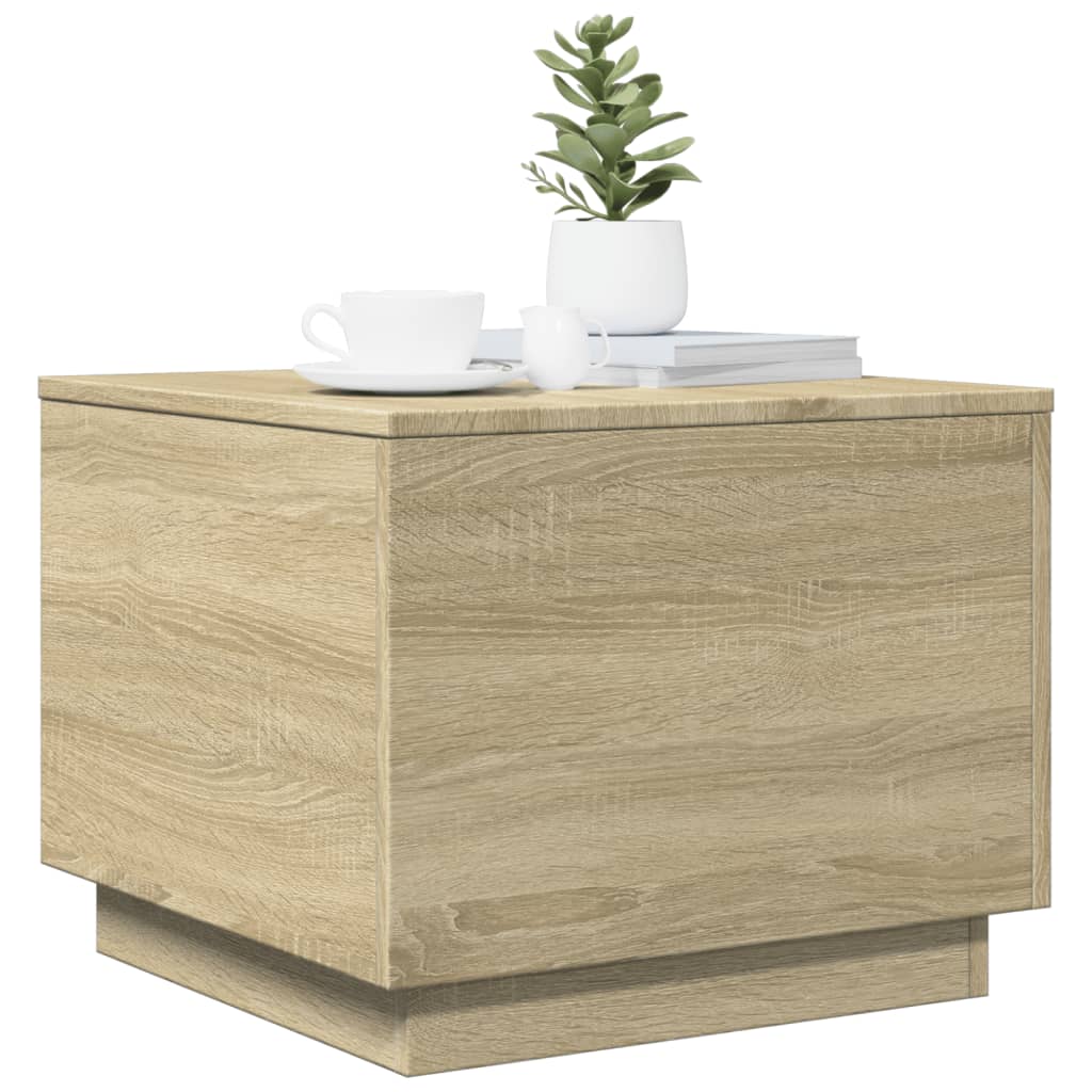 Table basse avec lumières LED Chêne Sonoma 50x50x40 cm