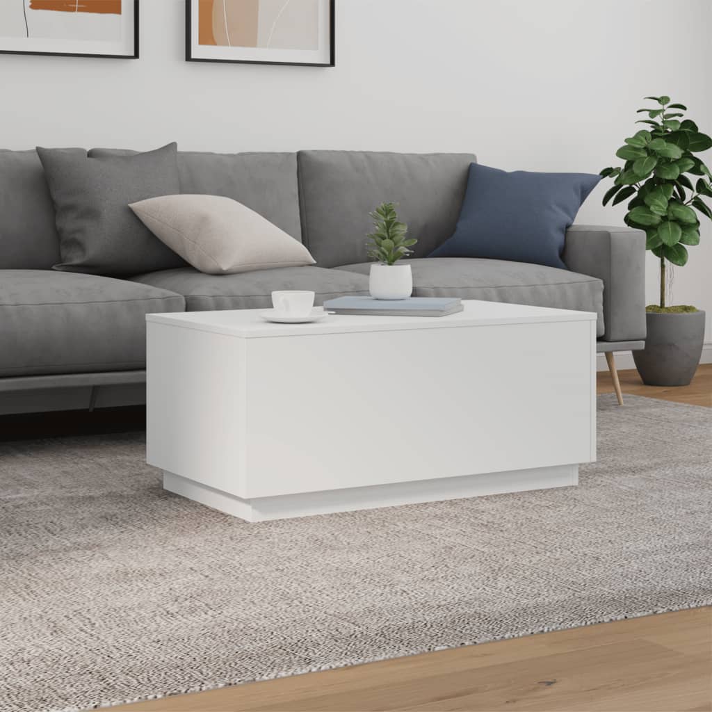 Coffee table with LED lights White 90x50x40 cm