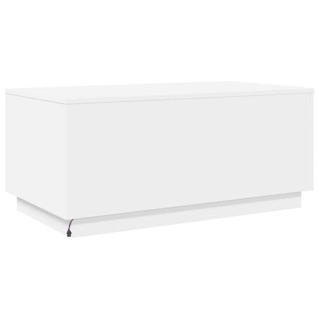 Coffee table with LED lights White 90x50x40 cm