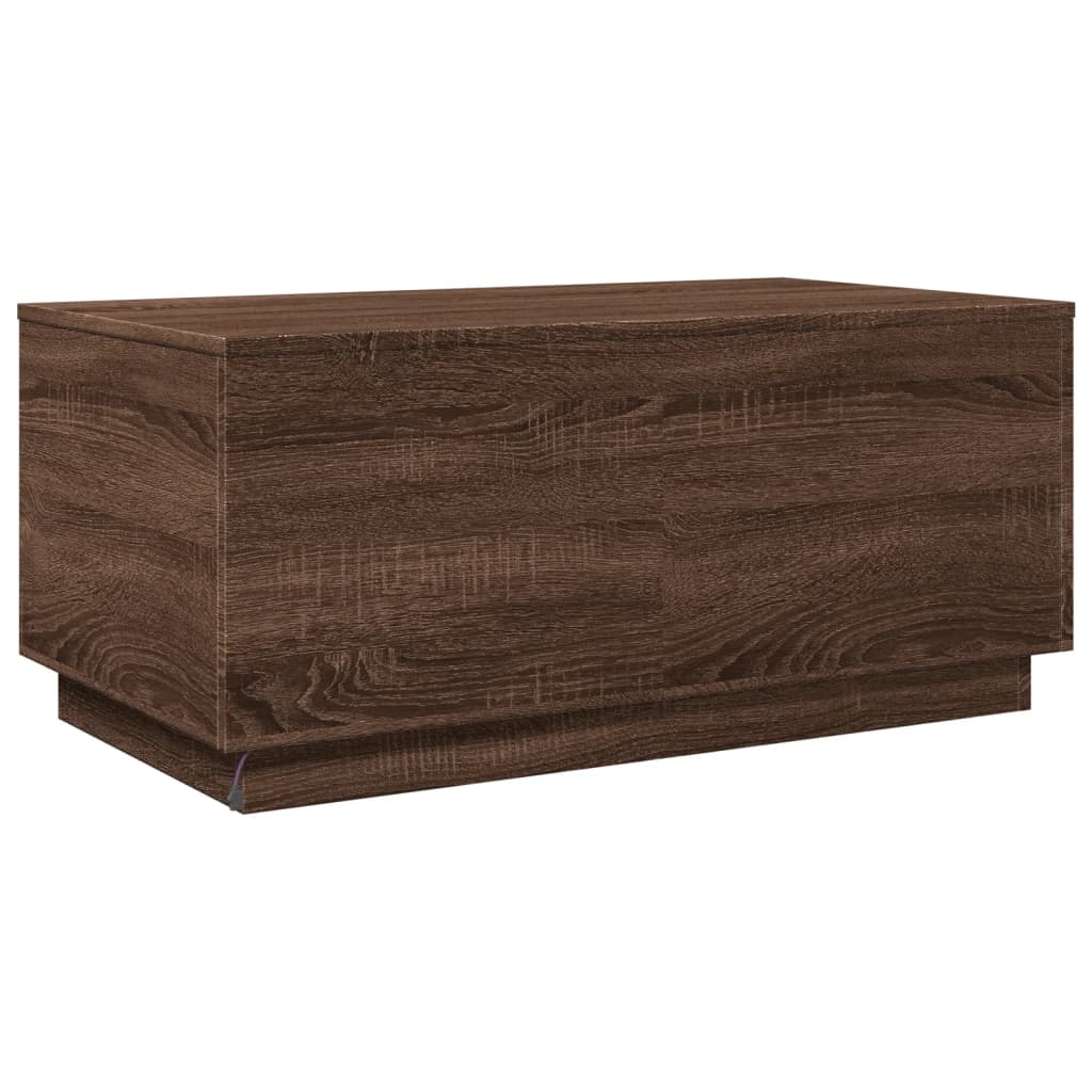 Coffee table with LED lights brown oak look 90x50x40 cm
