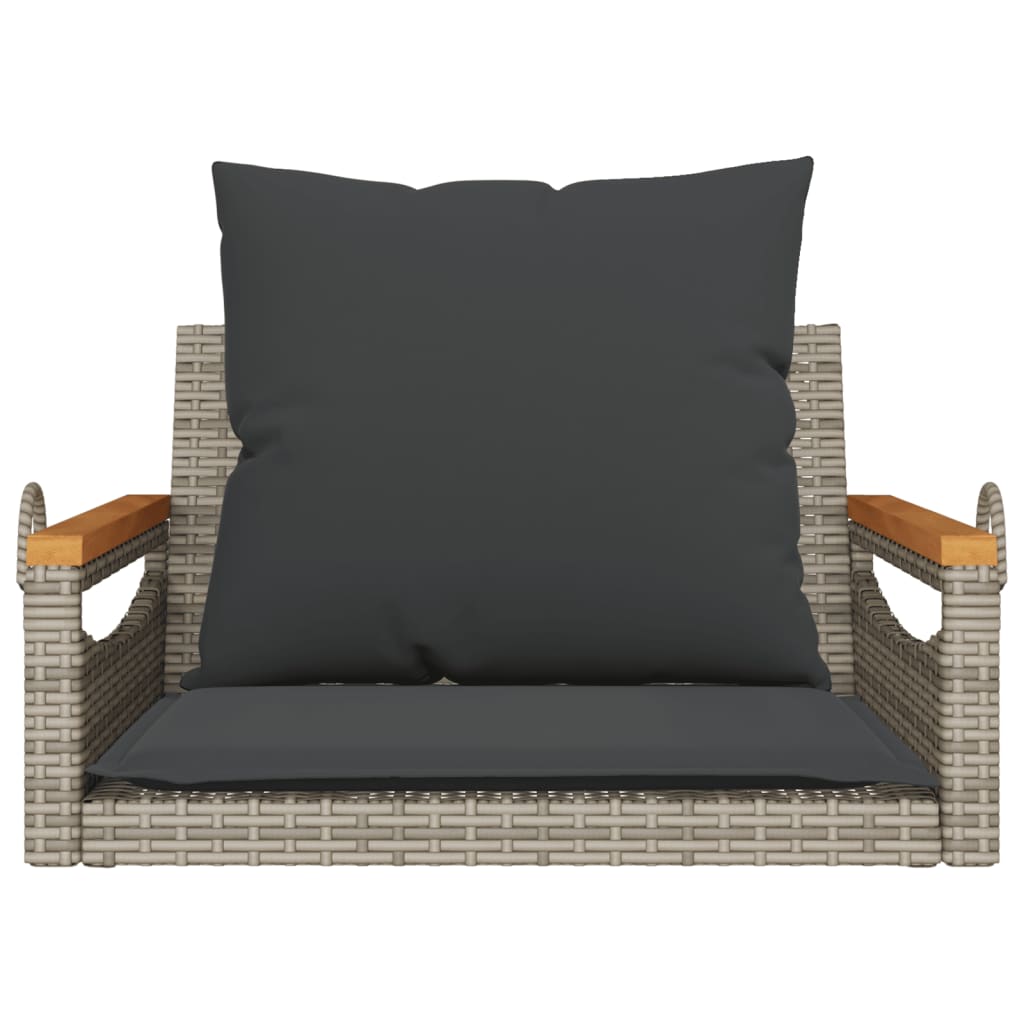 Chaise suspendue avec coussin gris 63x62x40 cm poly rotin