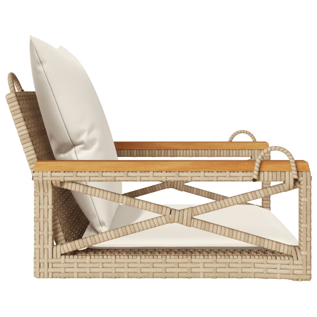 Chaise suspendue avec coussin beige 63x62x40 cm poly rotin