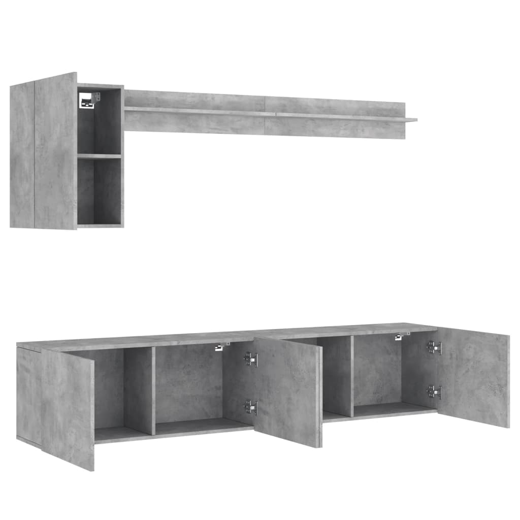 5-tlg. Wohnwand Betongrau Holzwerkstoff