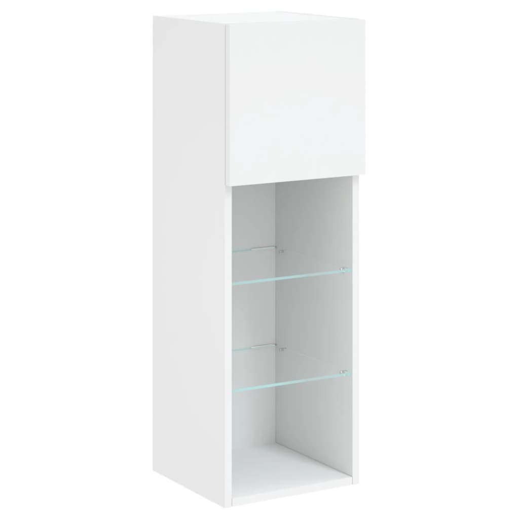 Meuble TV mural 4 pièces avec éclairage LED, blanc