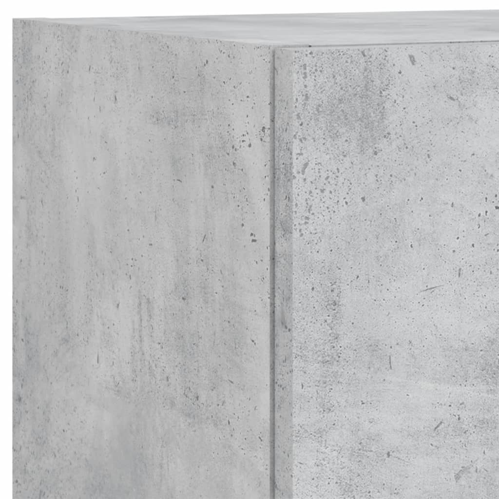 5-tlg. Wohnwand mit LED-Beleuchtung Betongrau Holzwerkstoff