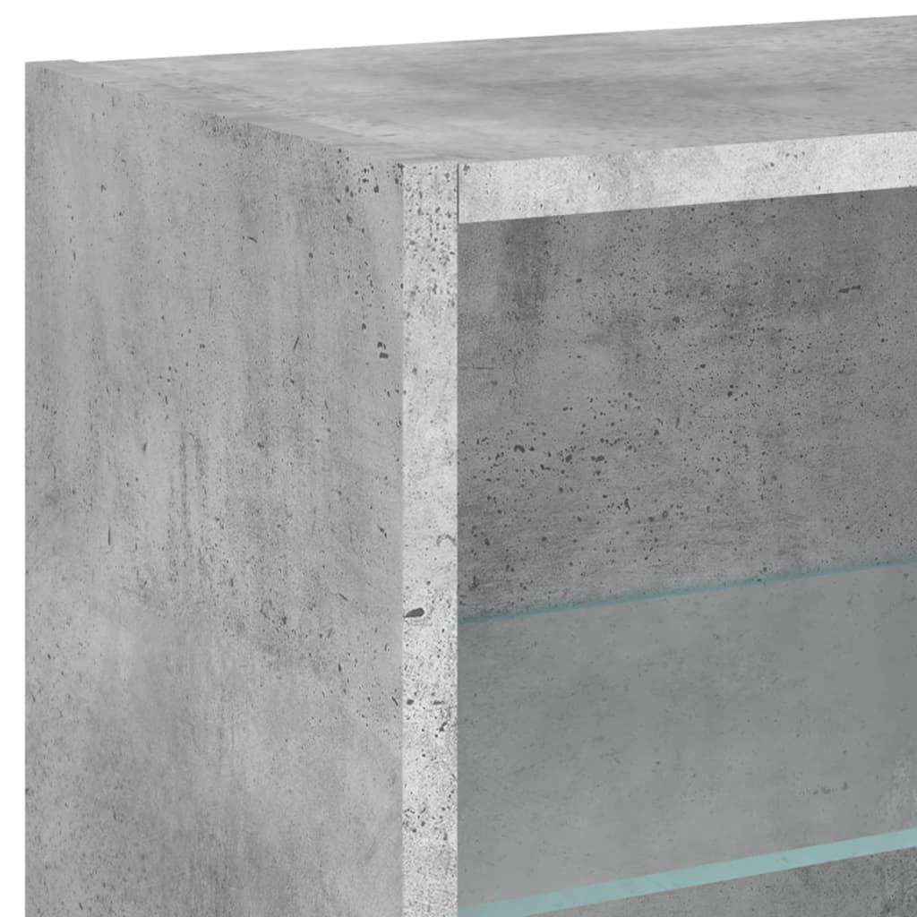 5-tlg. Wohnwand mit LED-Beleuchtung Betongrau Holzwerkstoff