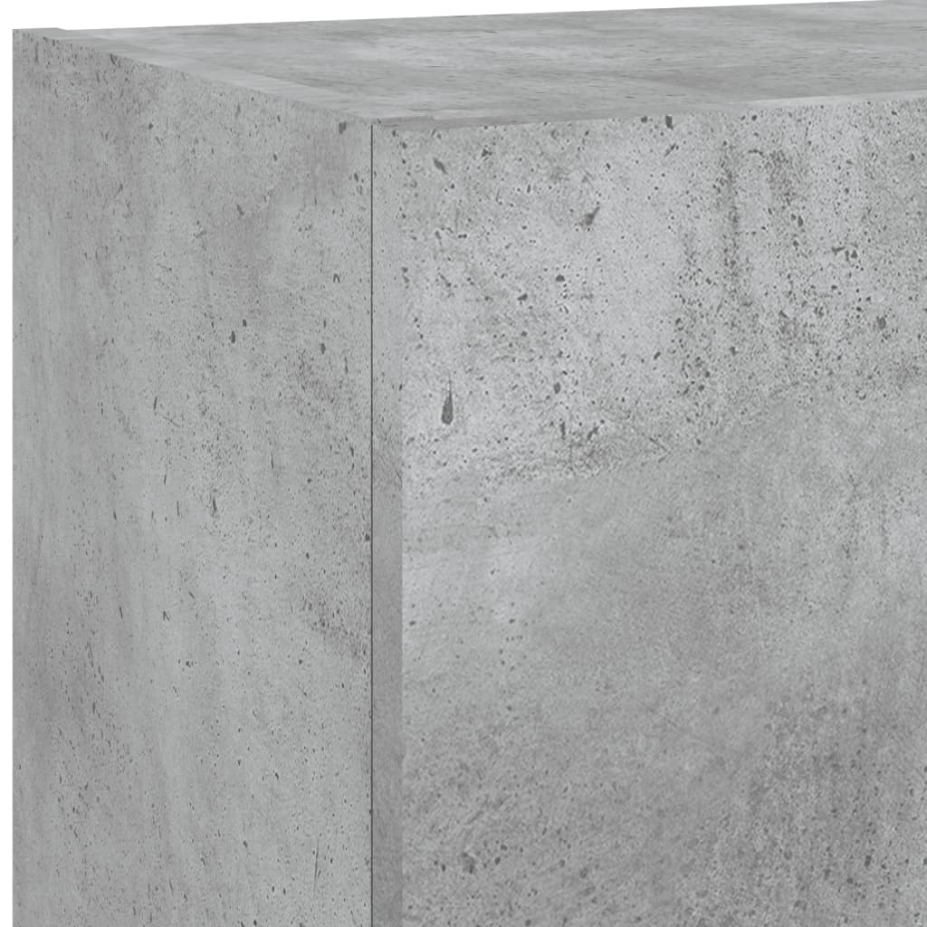 5-tlg. Wohnwand mit LED-Beleuchtung Betongrau Holzwerkstoff