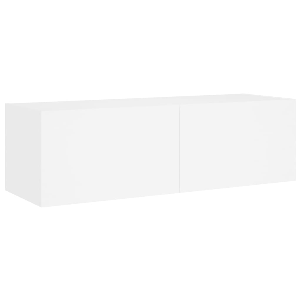Meuble TV mural 3 pièces avec éclairage LED, blanc