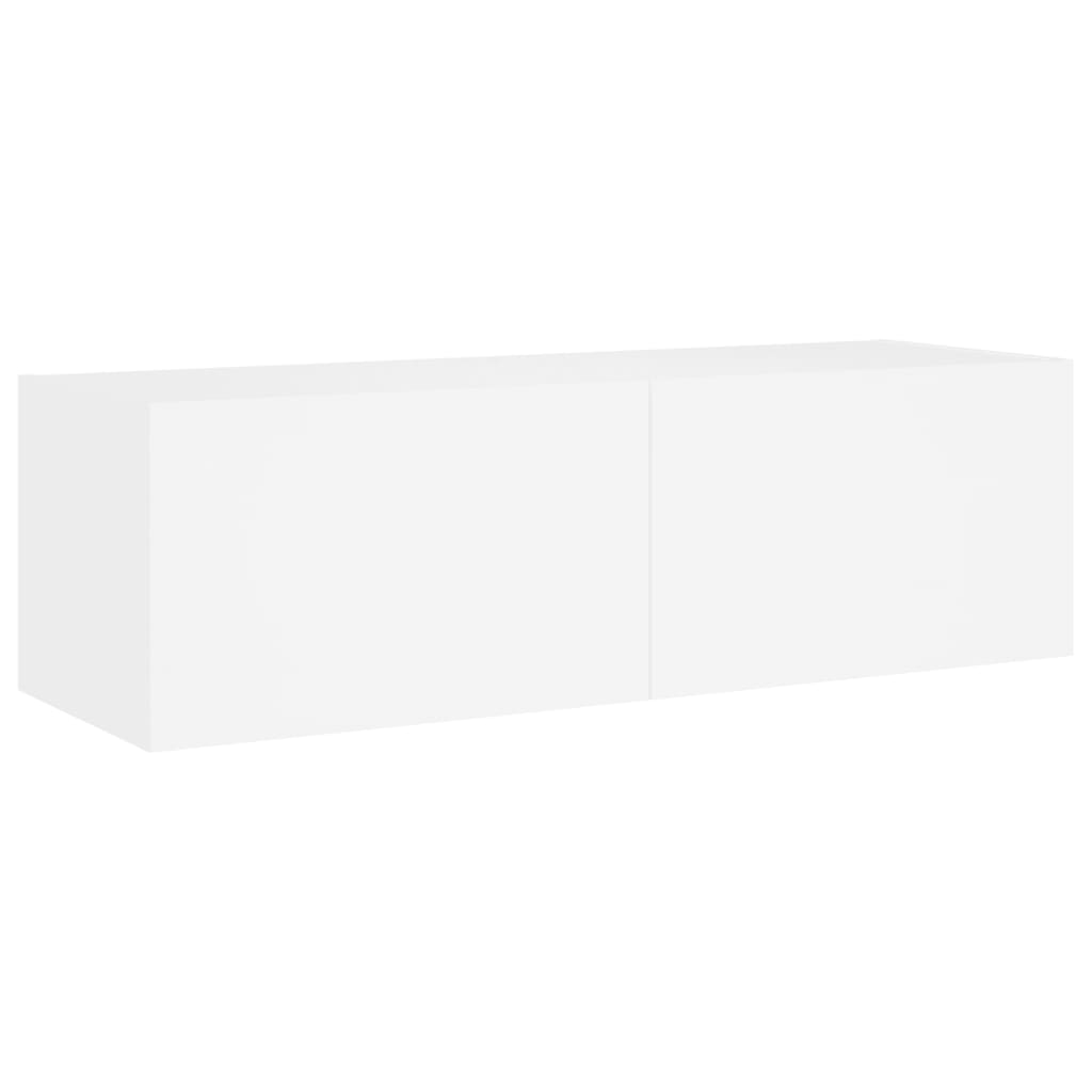 Meuble TV mural 3 pièces avec éclairage LED, blanc