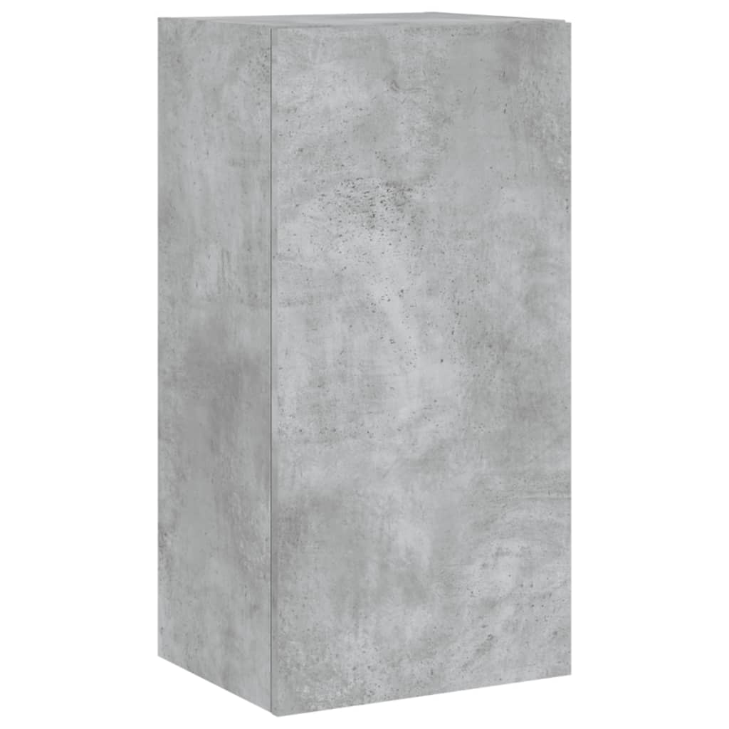Meuble TV mural 3 pièces avec éclairage LED en gris béton