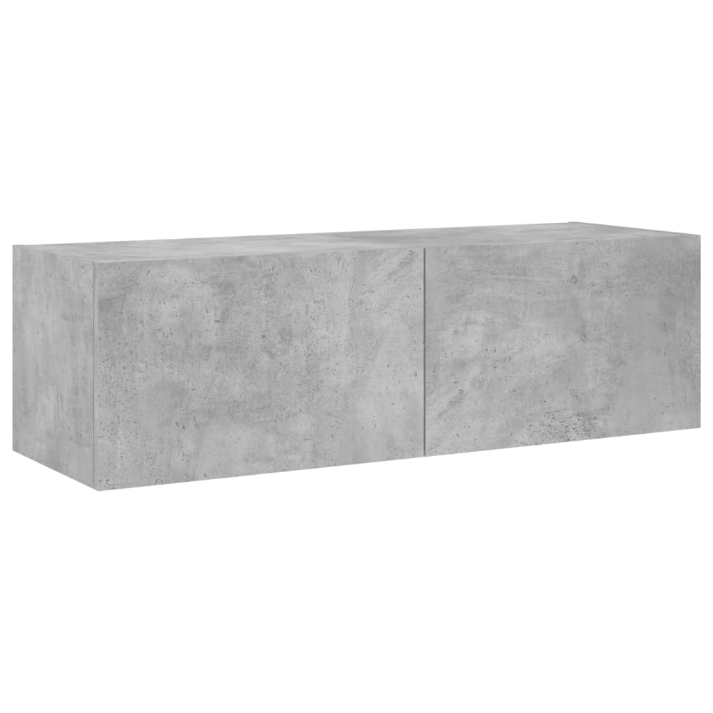 Meuble TV mural 3 pièces avec éclairage LED en gris béton