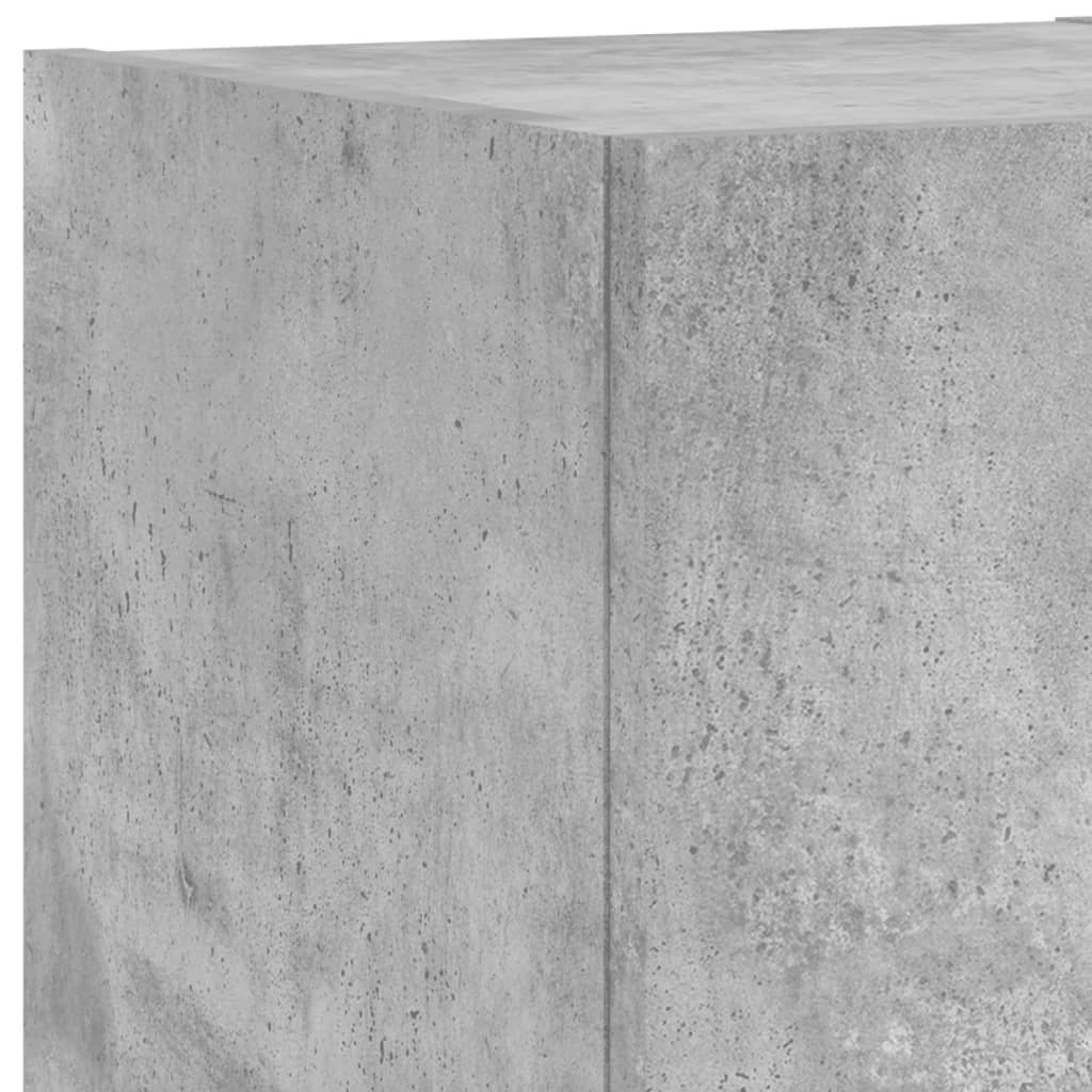 Meuble TV mural 3 pièces avec éclairage LED en gris béton