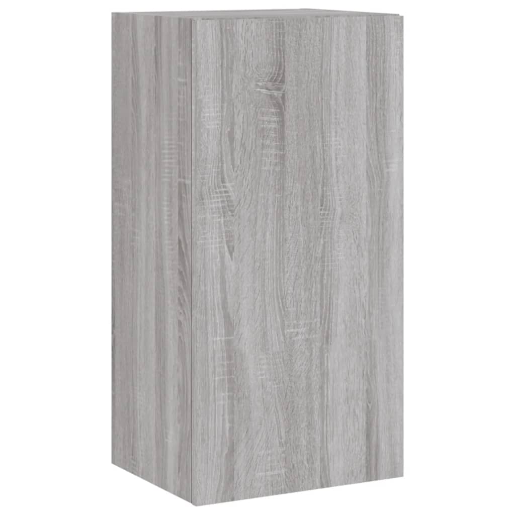 Meuble TV mural 3 pièces avec éclairage LED en gris Sonoma