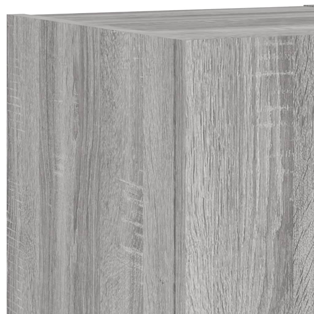 Meuble TV mural 4 pièces avec éclairage LED en gris Sonoma
