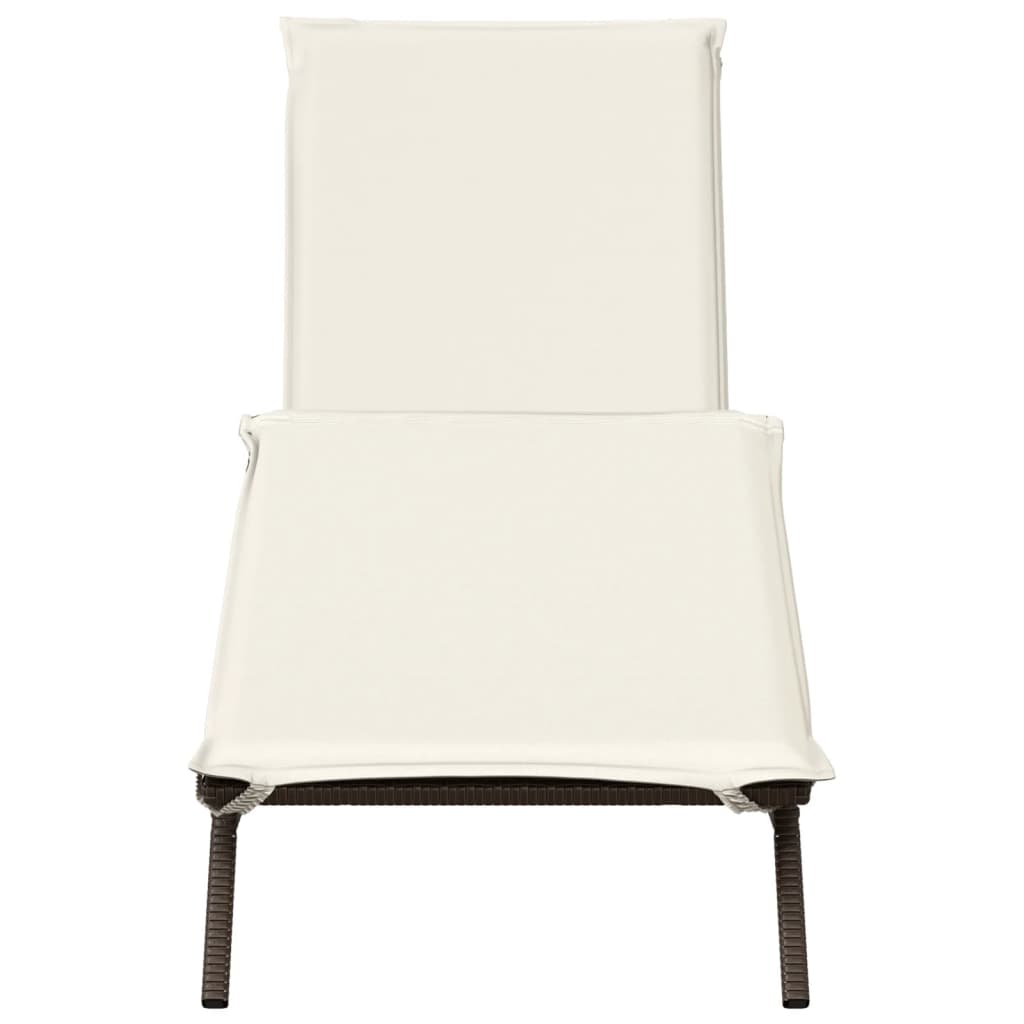 Bain de soleil avec coussin en polyrotin marron