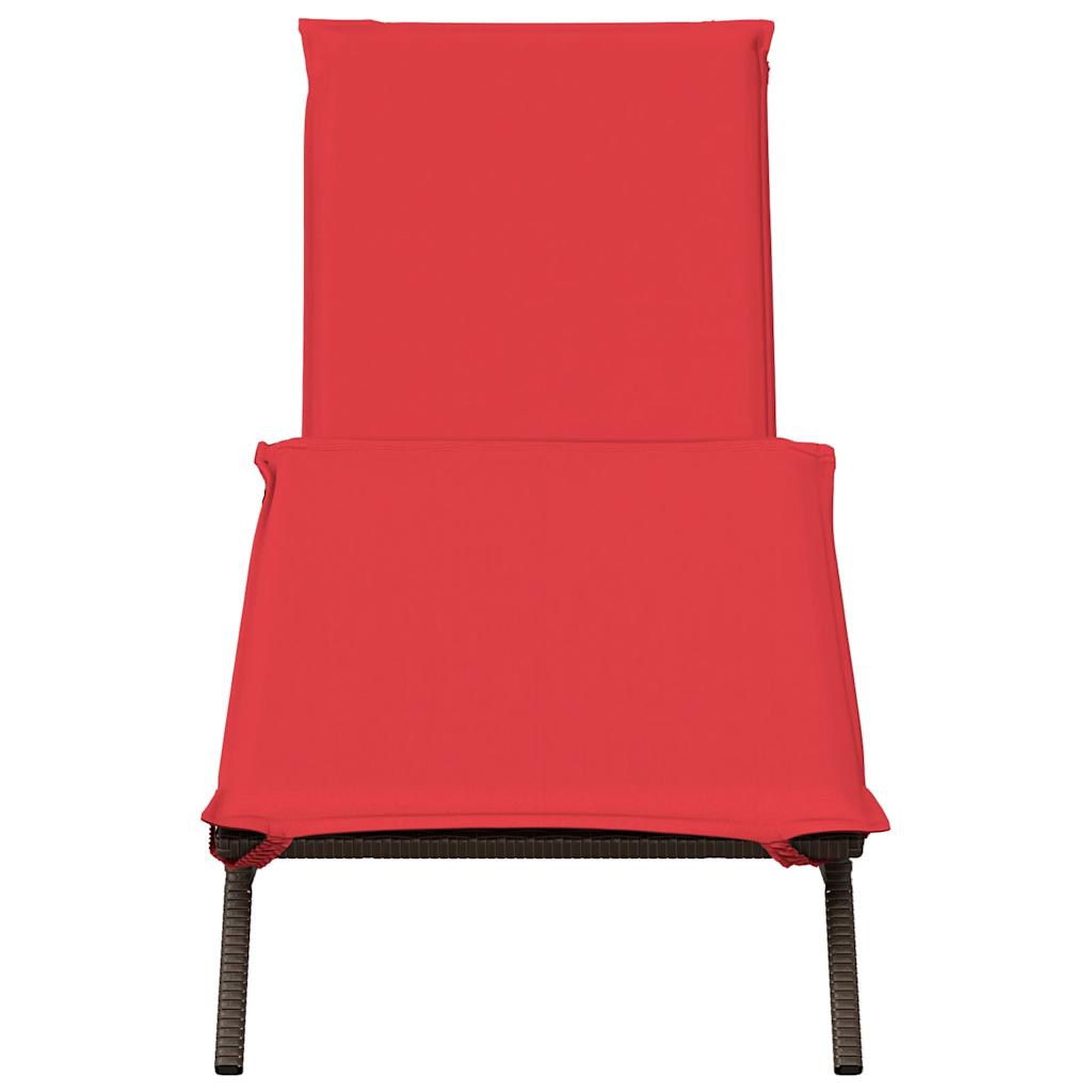 Sonnenliege mit Kissen Braun Poly Rattan
