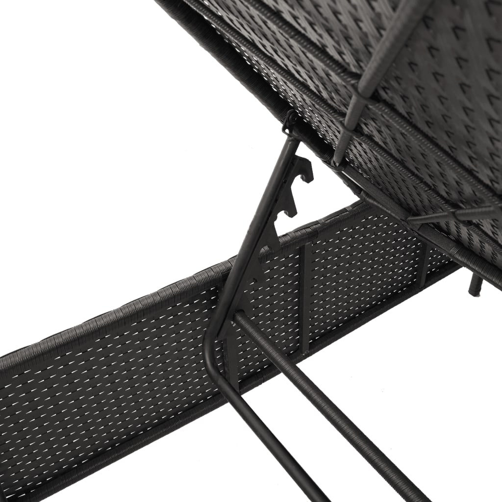 Bain de soleil avec coussin en polyrotin noir