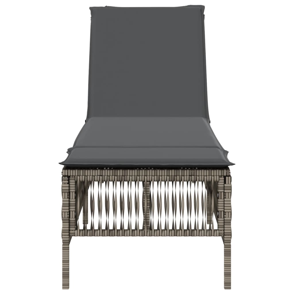 Bain de soleil avec coussin en polyrotin gris