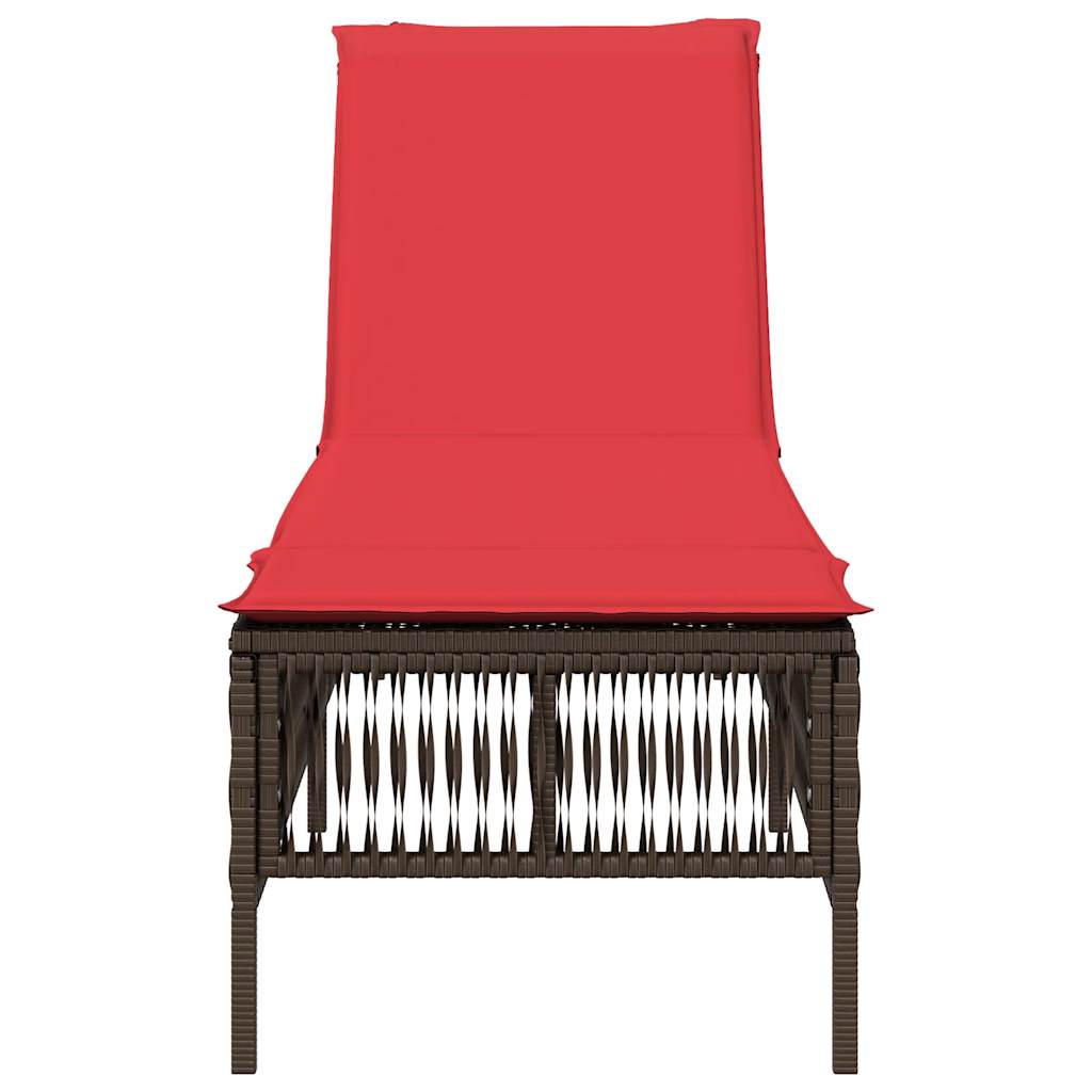 Sonnenliege mit Kissen Braun Poly Rattan
