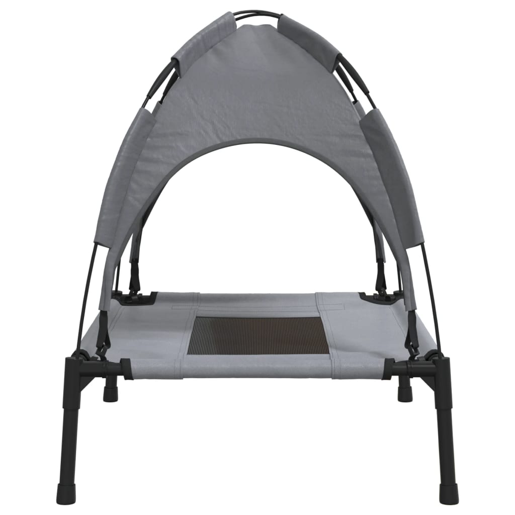 Panier pour chien avec toit en tissu Oxford anthracite et acier