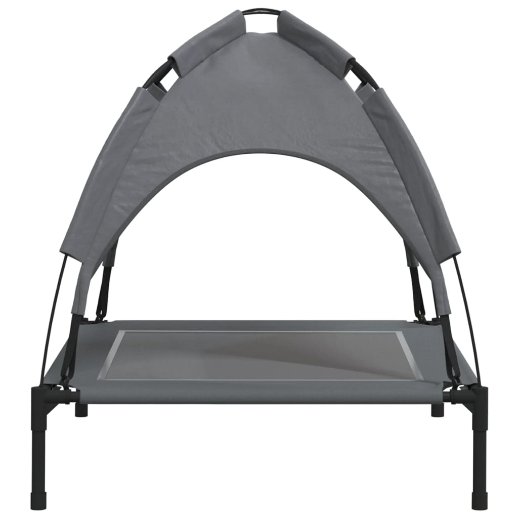 Panier pour chien avec toit en tissu Oxford anthracite et acier