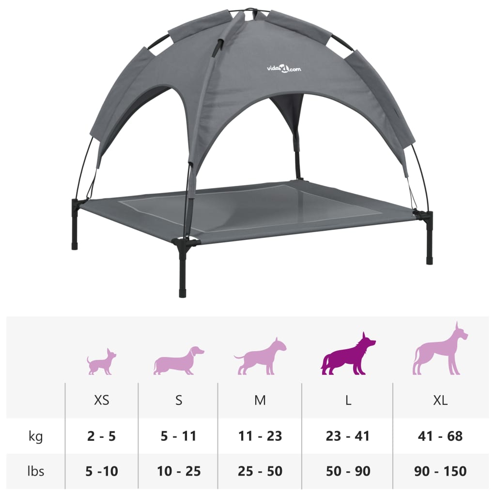 Dog bed with roof anthracite Oxford fabric and steel