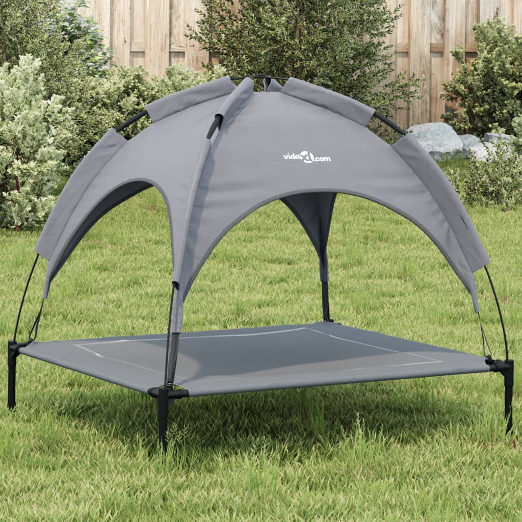 Dog bed with roof anthracite Oxford fabric and steel